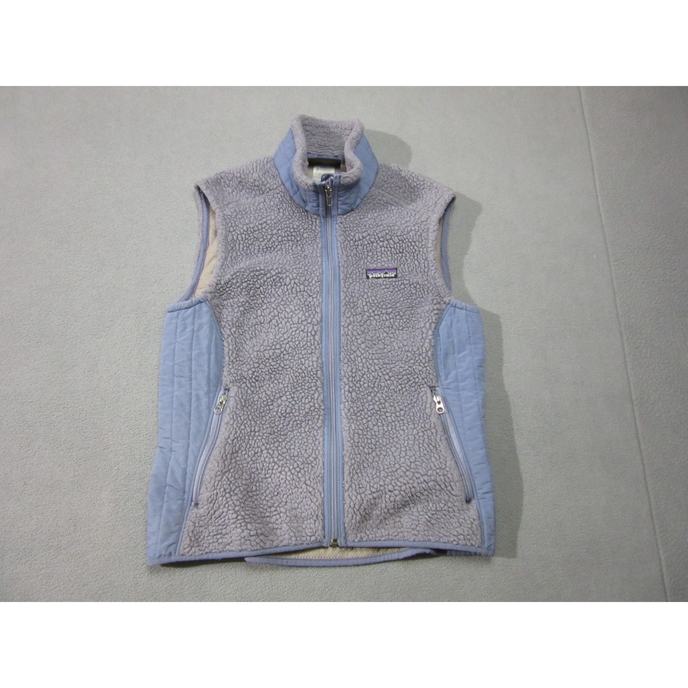 Patagonia Vest Womens Medium Purple Sherpa Fleece Retro-X Worn Wear Mock Neck